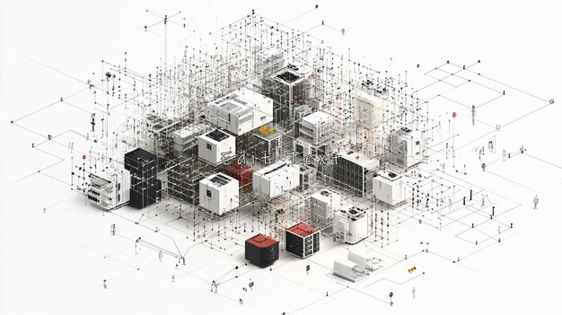 abstract 3d rendering of interconnected digital city showing complex network infrastructure