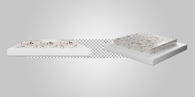 PSD abstract 3d white marble pedestal podium isolated on transparent background