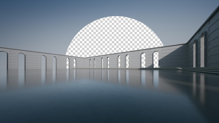 PSD abstract architecture design of modern building empty parking area floor and concrete wall