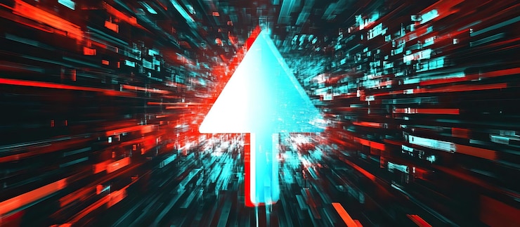 PSD abstract arrow in digital space