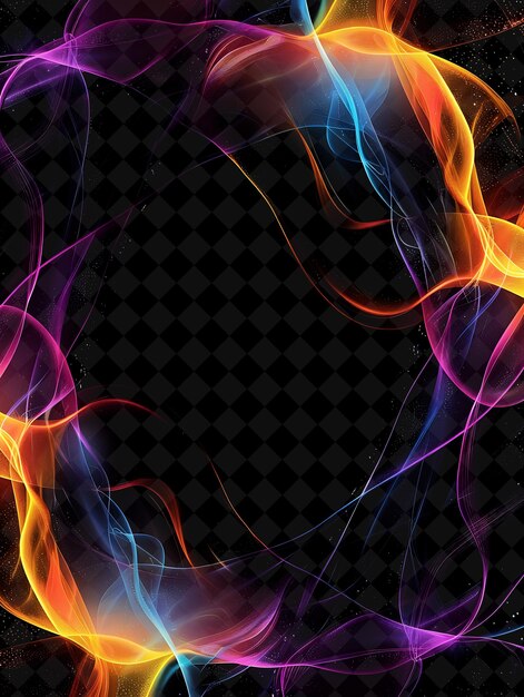 PSD abstract art arcane frame con swirling neon lines e shape neon color frame y2k art collection