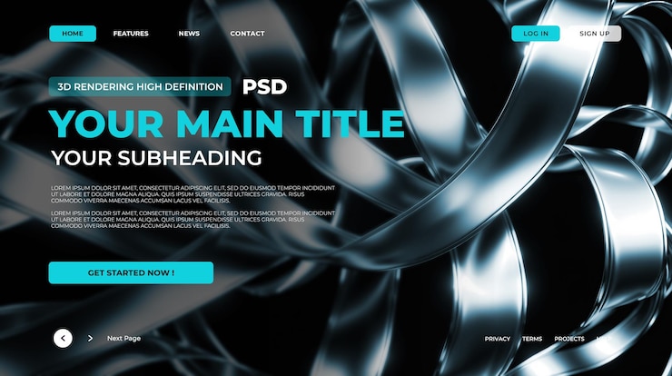 PSD abstract art landing page