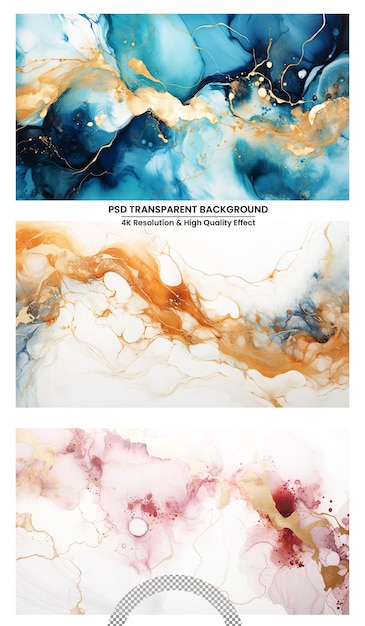 PSD abstract artistic background blue and gold abstract painting on a luxurious marble acrylic backgroun