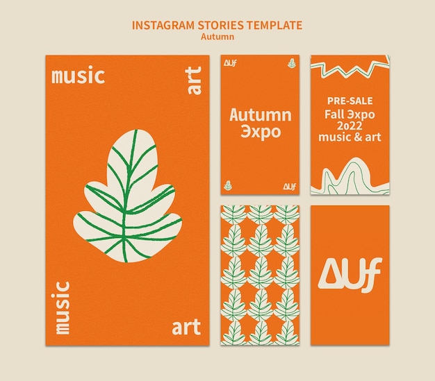 PSD abstract autumn instagram stories collection