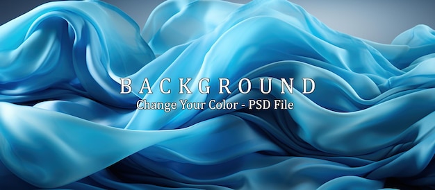 PSD abstract background of blue wavy silk or satin