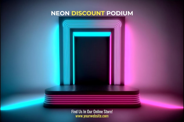 PSD abstract background futuristic pedestal for product presentation, podium product 3d redering