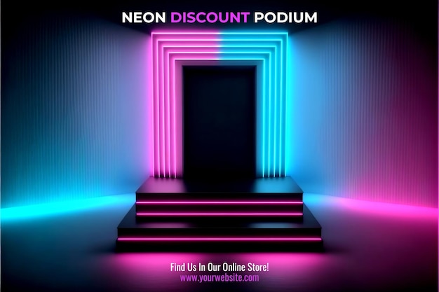 PSD abstract background futuristic pedestal for product presentation, podium product 3d redering