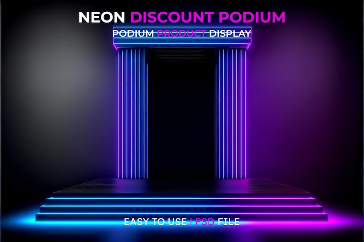 PSD abstract background futuristic pedestal for product presentation, podium product 3d redering