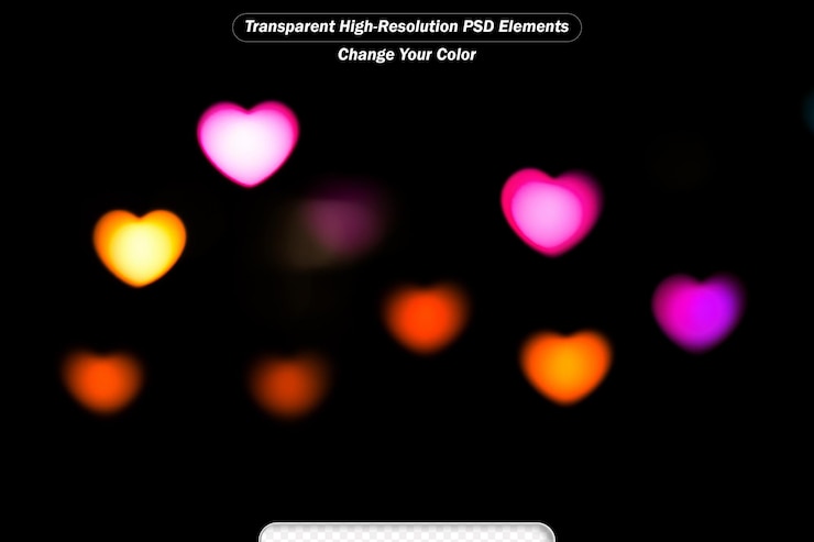 PSD abstract background love colorful blurred heart shaped lights valentines day background
