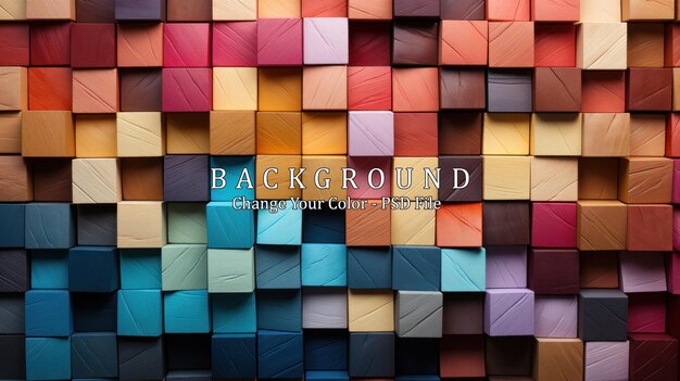 PSD abstract background made of multicolored wooden cubes