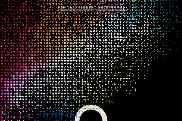 PSD Абстрактный фон из многоцветных техно-точек на прозрачном фоне