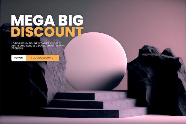 Abstract background stone pedestal for product presentation, podium product display 3d rendering