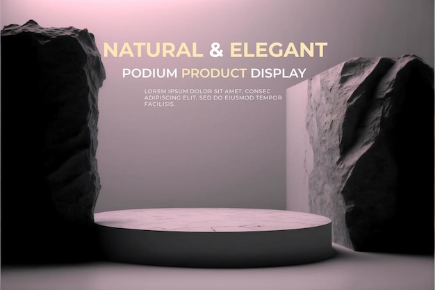 PSD abstract background stone pedestal for product presentation, podium product display 3d rendering