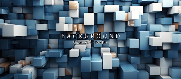 PSD abstract background with blue and white cubes