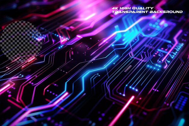abstract background with digital circuit patterns and gl on transparent background