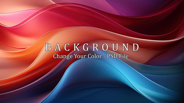 PSD abstract background with smooth lines in red orange and blue colors