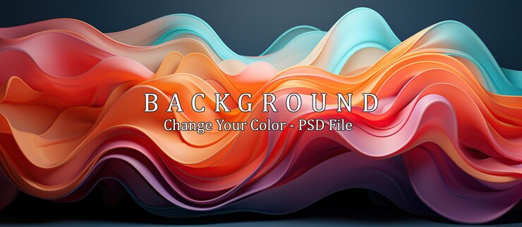 PSD abstract background with smooth wavy lines modern colorful flow poster