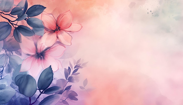 Abstract background with watercolor flowers