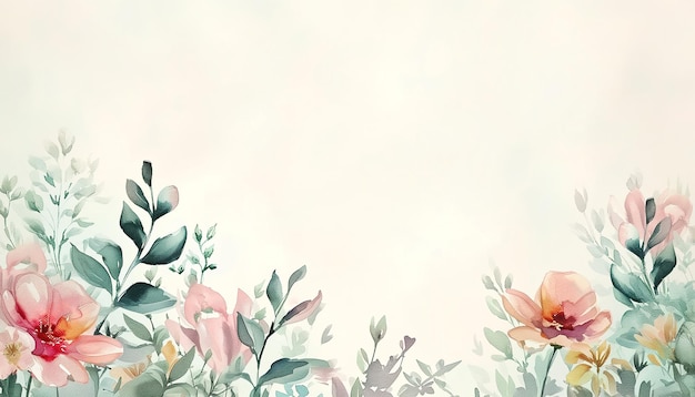 PSD abstract background with watercolor flowers