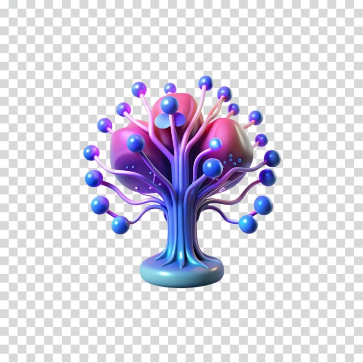 PSD abstract bioluminescent tree 3d render of a fantasy plant