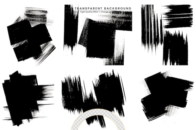 PSD abstract black brush stroke set on transparent background