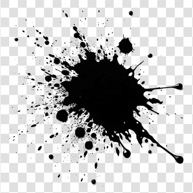 Abstract Black Ink Splatter With Soft Spray Edges and Dry Texture on a Transparent Background