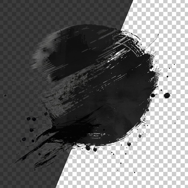 PSD abstract black paint strokes on transparent background stock png