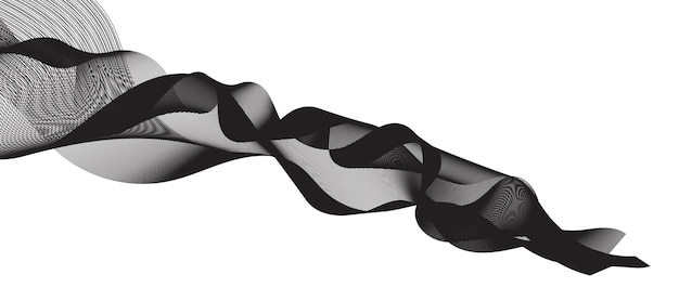 Abstract black wavy ribbons made of lines black wavy and curved lines Swirls and curves design tem