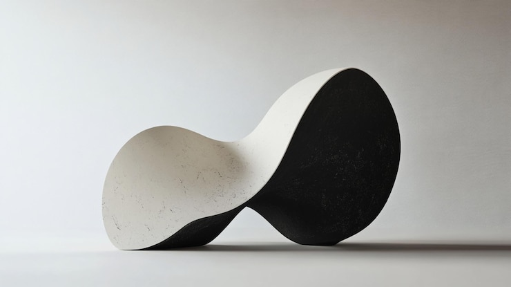 PSD abstract black and white sculpted form with smooth curves and contrasting colors