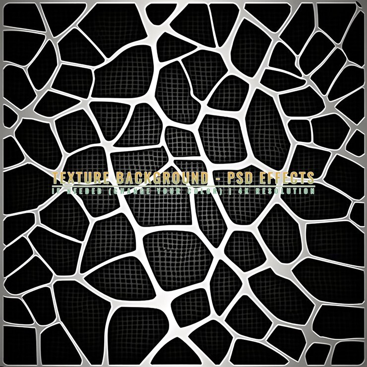 PSD abstract black and white voronoi pattern on transparent background