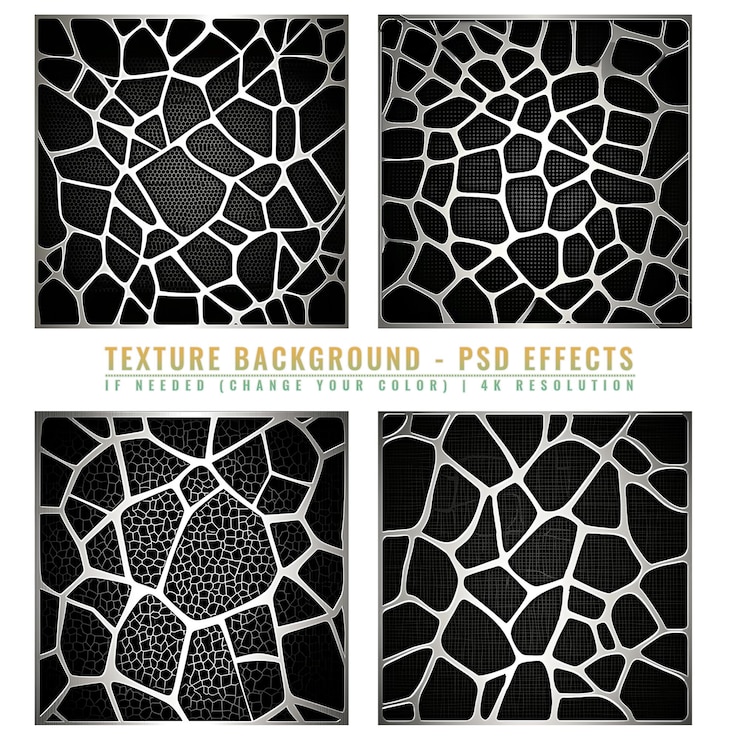 PSD abstract black and white voronoi pattern on transparent background