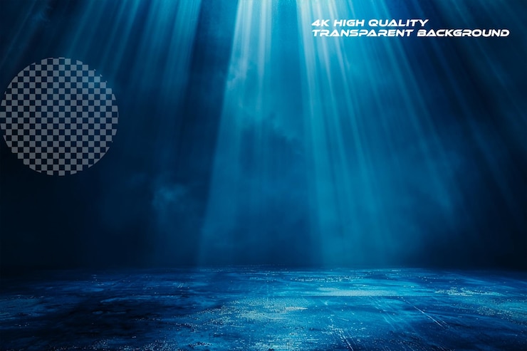 PSD abstract blue background with light rays and glow dark b on transparent background