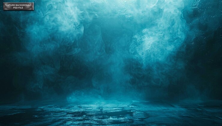 PSD abstract blue bokeh background with lights and sparkles in the style of dark blue
