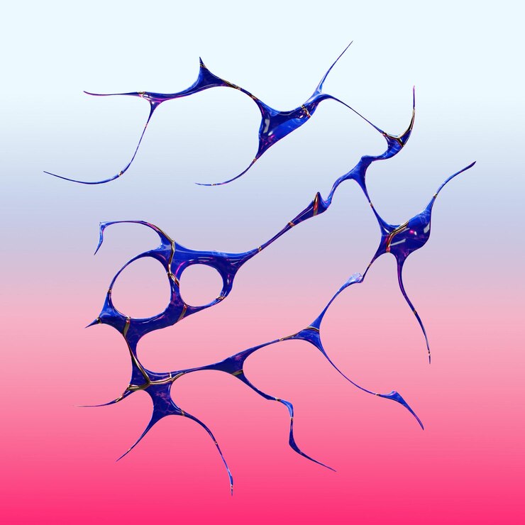 PSD abstract blue cellular network on gradient background