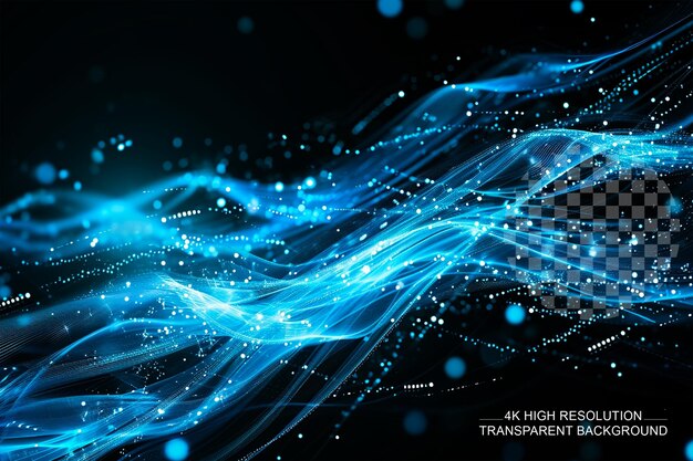 Abstract blue digital communication technology waves effect on transparent background