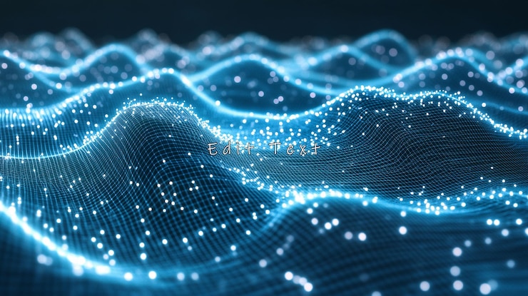 PSD abstract blue digital wave with glowing particles 1