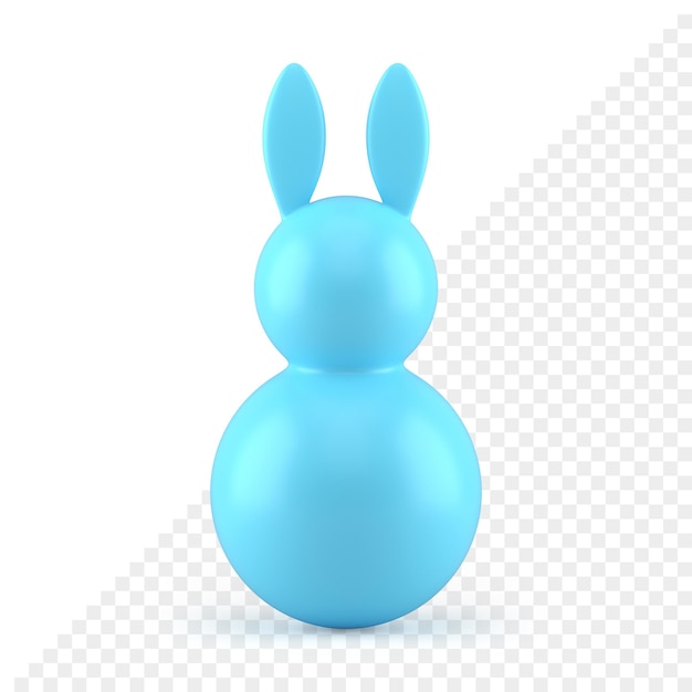 Coniglio di pasqua blu astratto che cade icona 3d dell'elemento di disegno lucido minimalista della pallina