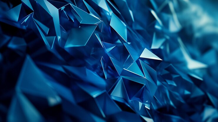 PSD abstract blue geometric shapes 3d rendering of sharp crystallike structures