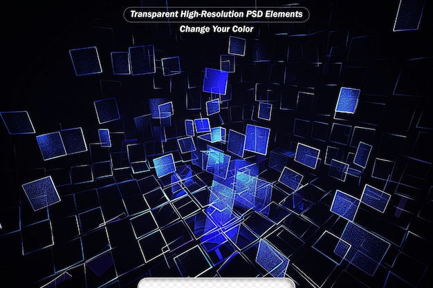 PSD 추상적인 파란색 그래픽 박이는 직사각형 그리드 관점 배경