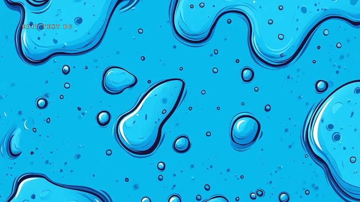 PSD abstract blue liquid background with bubbles and glossy texture