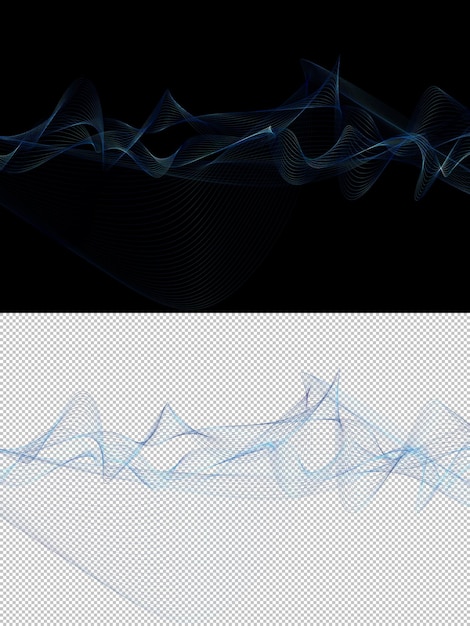 Onda di movimento blu astratta su sfondo scuro. illustrazione digitale