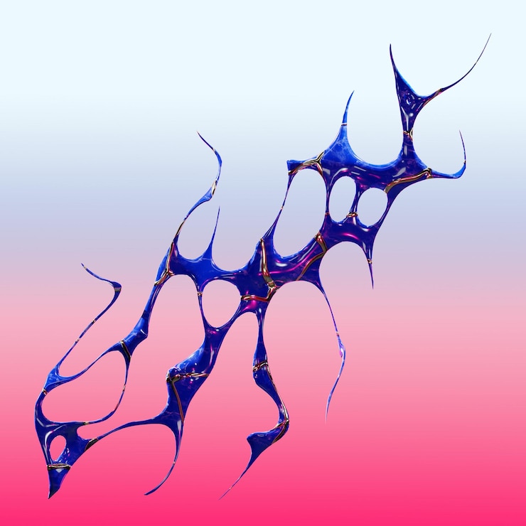 PSD abstract blue organic form with gradient and cellular structure