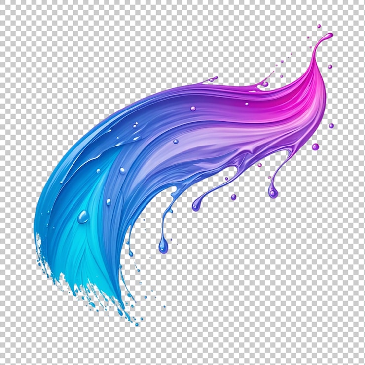 PSD abstract blue and purple paint splash design element fluid art blue paint modern art splash art
