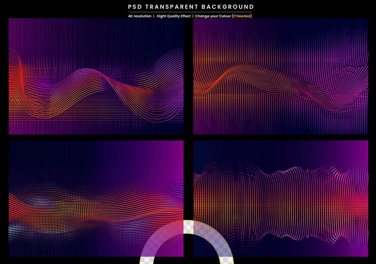 PSD abstract blue and red dynamic wavy on transparant background