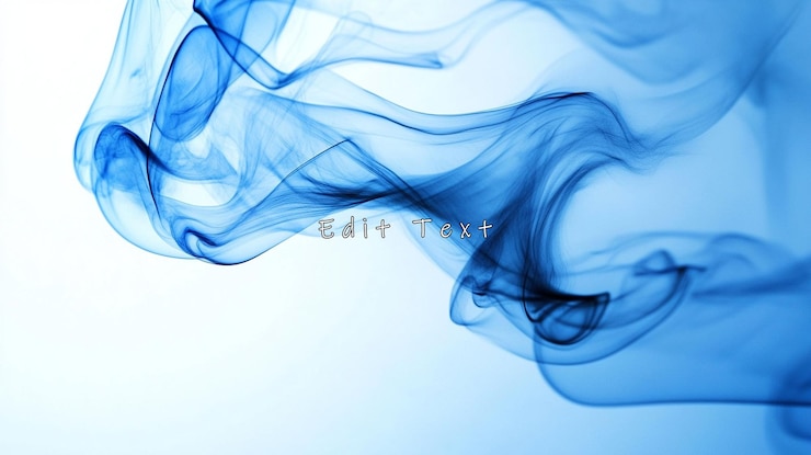 PSD abstract blue smoke swirls on white background