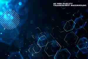 PSD abstract blue technology background with hexagons and li on transparent background