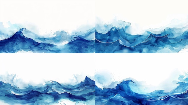 Abstract blue watercolor waves background water