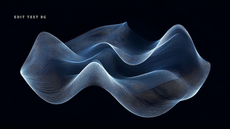 PSD abstract blue wave flowing on black background
