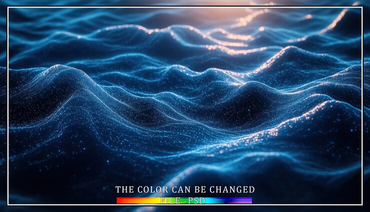 PSD abstract blue wave pattern with soft light