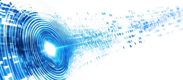 PSD abstract blue and white digital spiral